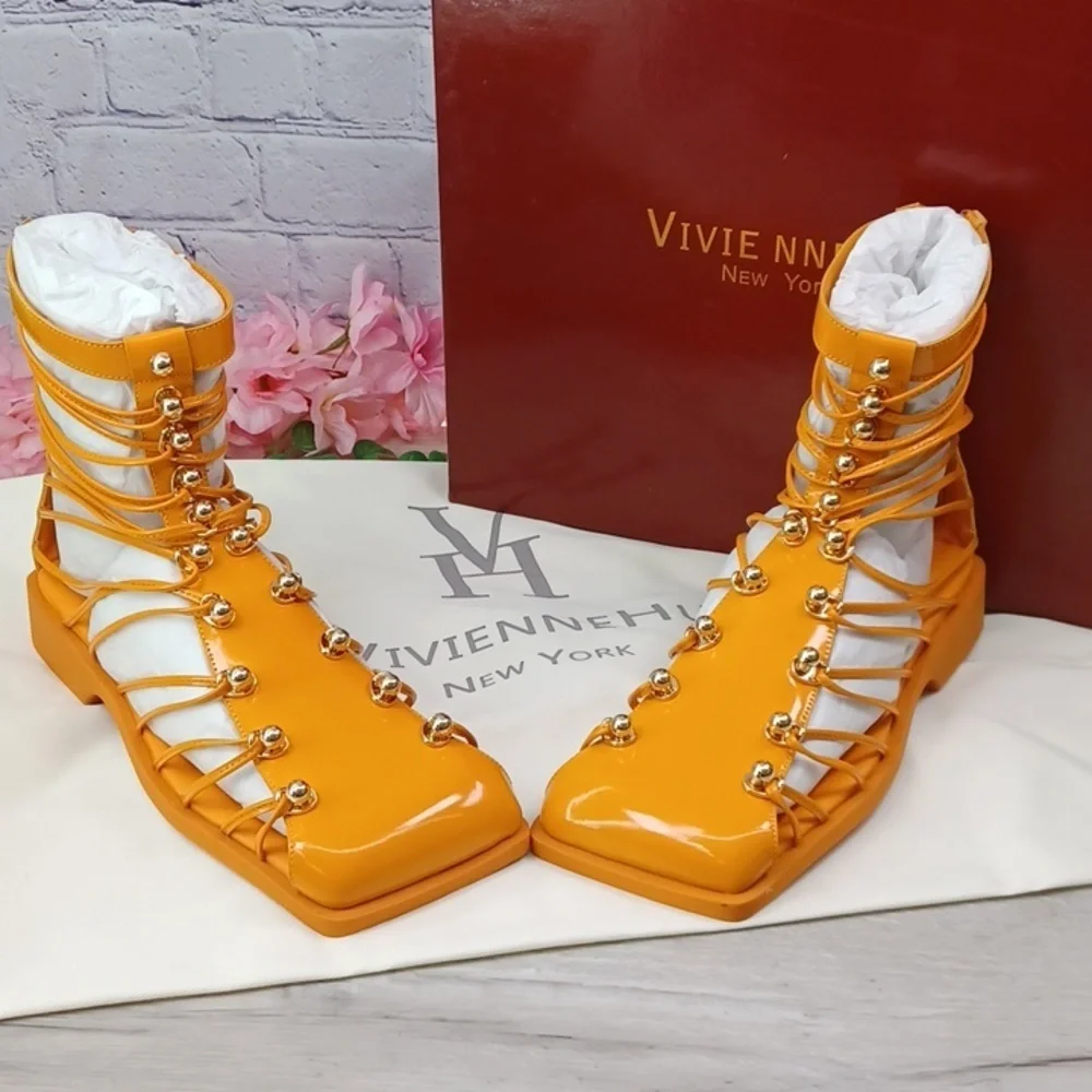 Vivienne Hu VHNY Studded Leather Cage Sandals NIB